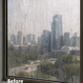Cityscape through a dirty window (1)
