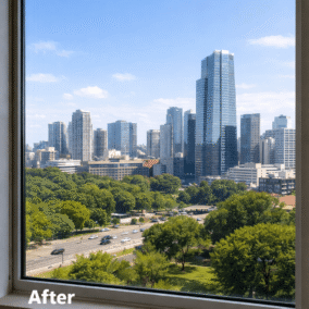 Clear city view through pristine window (1)